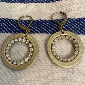 Silver circle earrings with Inset of CZ stones!!